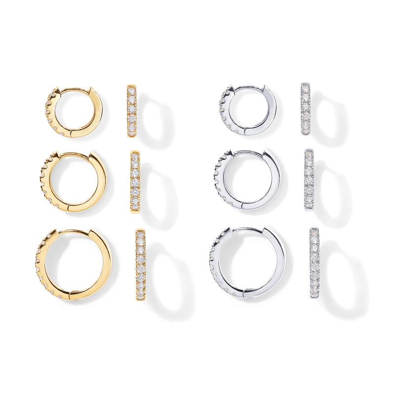 PAVOI 18K Gold Plated 925 Sterling Silver Post 3-Pair Small Gold Hoop Earrings Set | Mini Cartilage Helix Huggie Hoop Pack for Women Men 8Mm 10Mm 12Mm