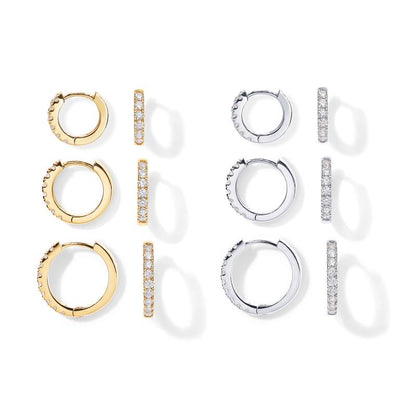 PAVOI 18K Gold Plated 925 Sterling Silver Post 3-Pair Small Gold Hoop Earrings Set | Mini Cartilage Helix Huggie Hoop Pack for Women Men 8Mm 10Mm 12Mm