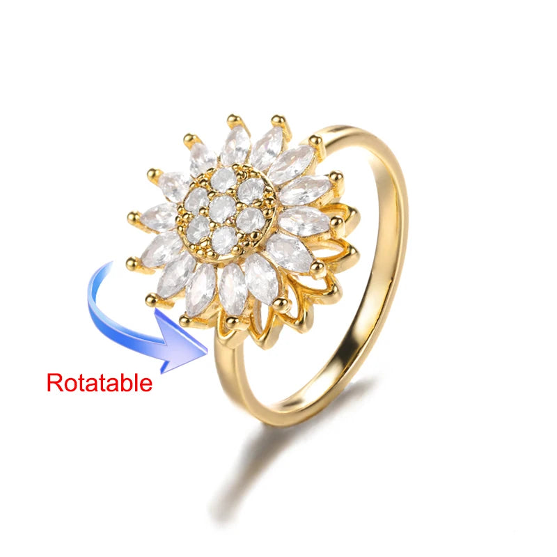 Four Clover Rotating Anxiety Rings for Women Gold Color Adjustable Stainless Steel Wedding Ring Aesthetic Jewelry Gift Anillos