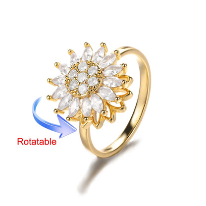 Four Clover Rotating Anxiety Rings for Women Gold Color Adjustable Stainless Steel Wedding Ring Aesthetic Jewelry Gift Anillos