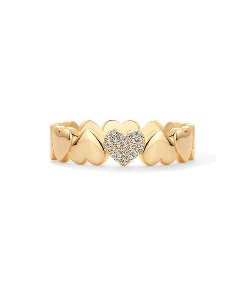 PAVOI 14K Gold Plated Heart Stackable Rings for Women - Love Valentines Statement Chunky Signet Ring Band - Friendship Rings