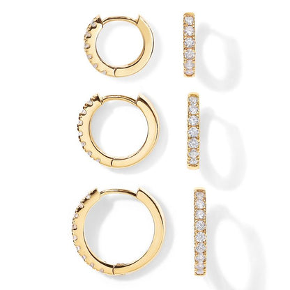 PAVOI 18K Gold Plated 925 Sterling Silver Post 3-Pair Small Gold Hoop Earrings Set | Mini Cartilage Helix Huggie Hoop Pack for Women Men 8Mm 10Mm 12Mm