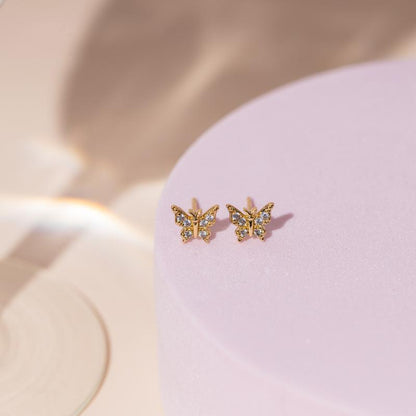 PAVOI 14K Yellow Gold Plated Butterfly Necklace & Stud Earrings - Tiktok Exclusive Set