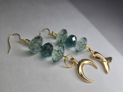 Handmade Ocean golden charm glass bead dangle earring