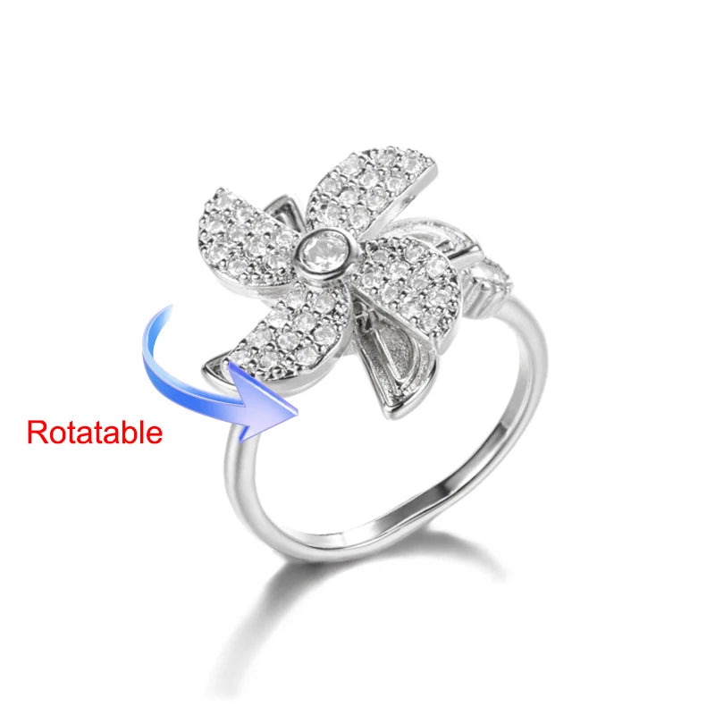 Four Clover Rotating Anxiety Rings for Women Gold Color Adjustable Stainless Steel Wedding Ring Aesthetic Jewelry Gift Anillos