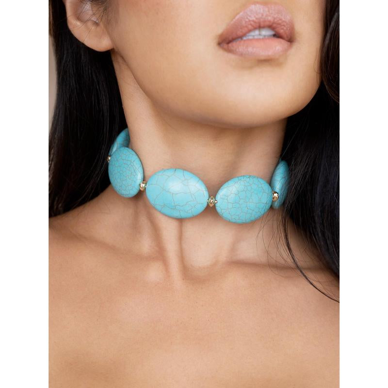 Oval Turquoise Stones Statement Choker