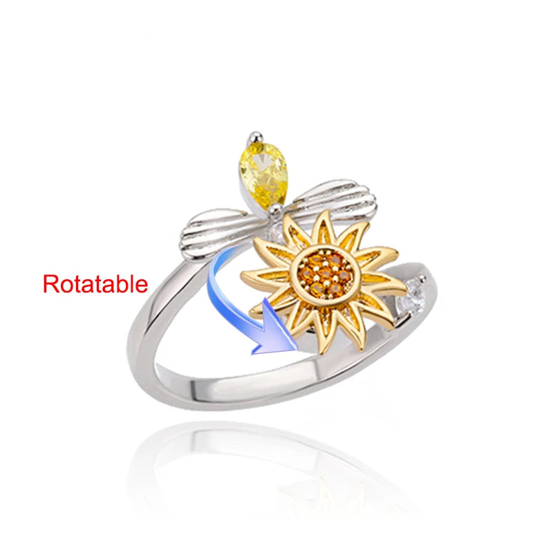 Four Clover Rotating Anxiety Rings for Women Gold Color Adjustable Stainless Steel Wedding Ring Aesthetic Jewelry Gift Anillos