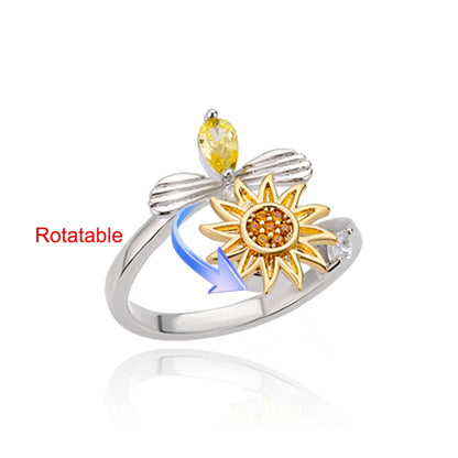 Four Clover Rotating Anxiety Rings for Women Gold Color Adjustable Stainless Steel Wedding Ring Aesthetic Jewelry Gift Anillos