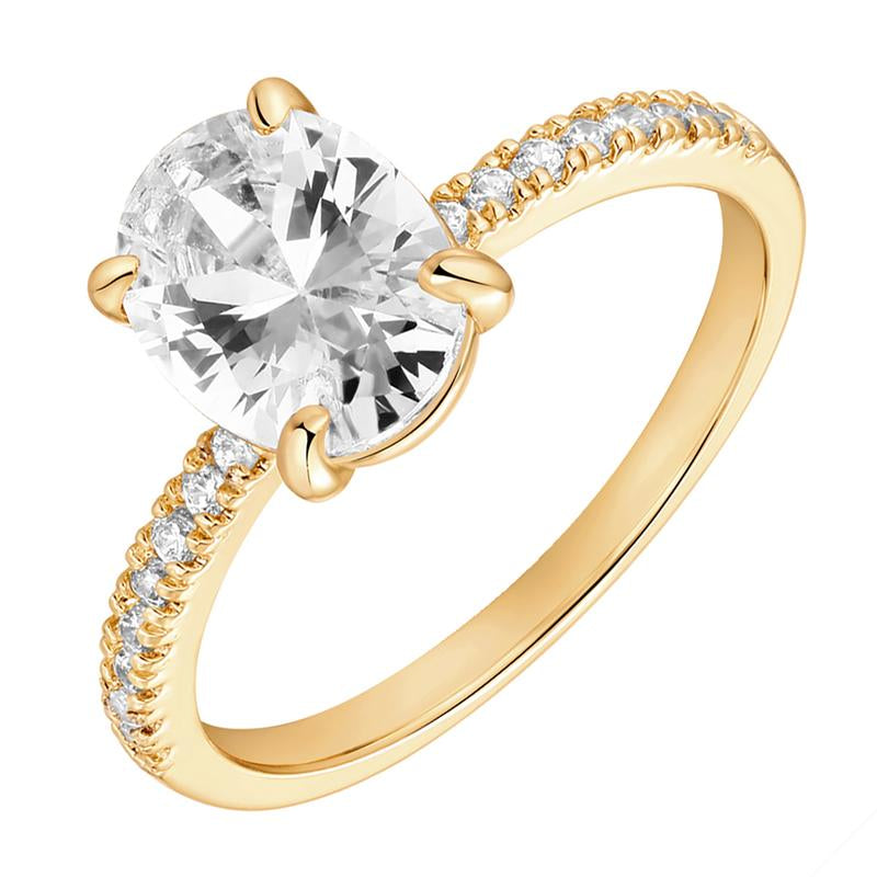 PAVOI 14K Gold Plated Women'S Oval Engagement Ring | Wedding Ring