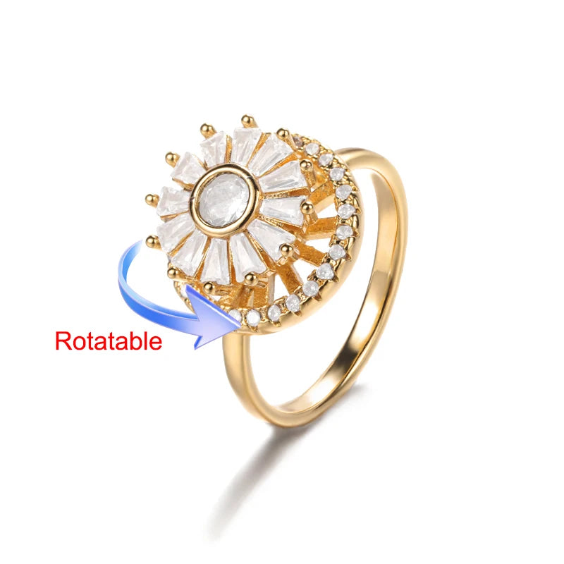 Four Clover Rotating Anxiety Rings for Women Gold Color Adjustable Stainless Steel Wedding Ring Aesthetic Jewelry Gift Anillos