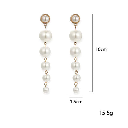 Exquisite Simulated Pearl Stud Earrings Fashion Long Statement Earrings for Womenn Party Wedding Female Jewelry Gift