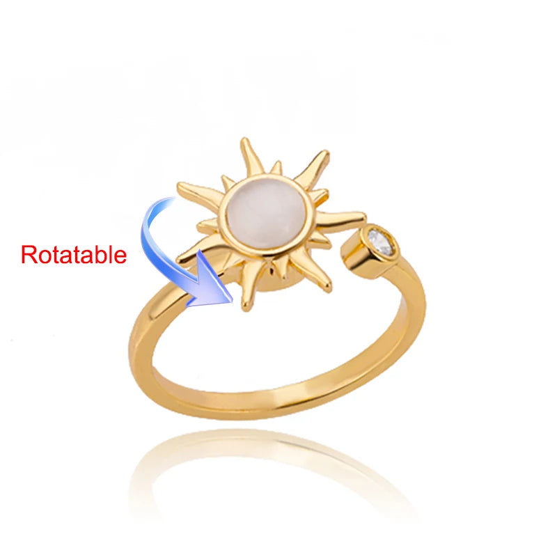 Four Clover Rotating Anxiety Rings for Women Gold Color Adjustable Stainless Steel Wedding Ring Aesthetic Jewelry Gift Anillos