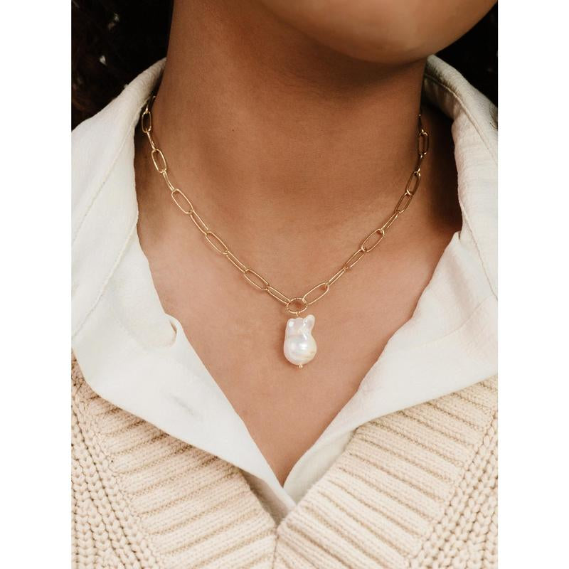 Single Pearl Chain Necklace