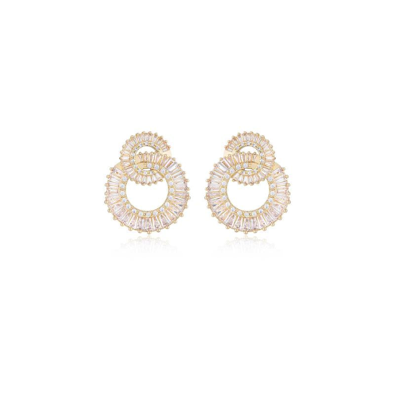 Rotating Circles Crystal Earrings