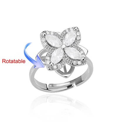 Four Clover Rotating Anxiety Rings for Women Gold Color Adjustable Stainless Steel Wedding Ring Aesthetic Jewelry Gift Anillos